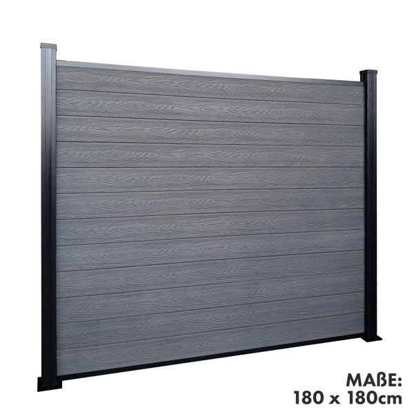 FLOORDIREKT WPC Sichtschutzzaun Kronos Komplettset Gartenzaun 180 x 180 cm Ash Grey