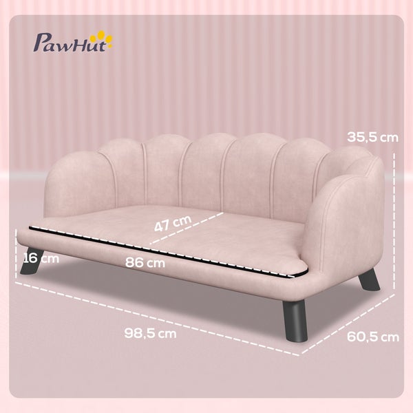 PawHut Hundesofa, 98,5B x 60,5T x 35,5H cm, Polyester, Schaumstoff, Rosa