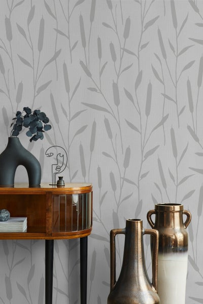 Tapete Grau Illustration Modern Natur für Wohnzimmer Schlafzimmer MADE IN GERMANY 10,05 x 0,53m