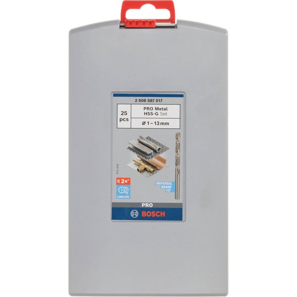 Bosch Pro Metall HSS-G Bohrerset, 25-teilig, Durchmesser 1 bis 13 Millimeter
