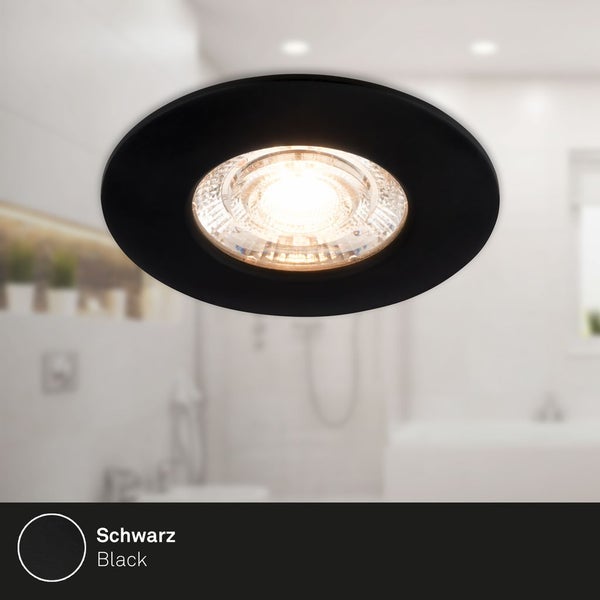 BRILONER KULANA MINI LED Einbaustrahler Bad, 3er Set, IP44 Spritzwasserschutz, Flaches Design, Warmweißes Licht, schwarz, 6,5 x 2,5 cm