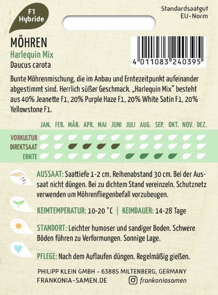 Möhren Harlequin Mix Saatgutpackung