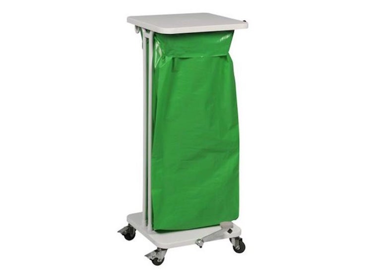 PROREGAL Abfallsackständer Mit Deckel und Fußpedal 120 Liter HxBxT 89,2 x 46,5 x 49,7 cm Weiß