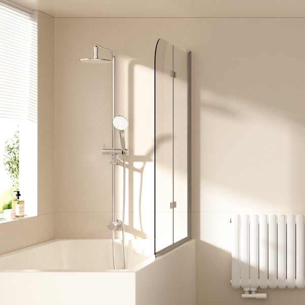 EMKE Badewannenaufsatz 2-teilig 110 x 140 cm – Duschwand für Badewanne, faltbar, mit Nano-Beschichtung zur einfachen Reinigung, 6mm ESG Glas