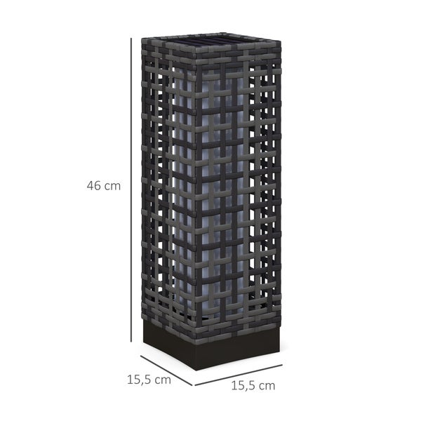Outsunny Solarlampen Rattan mit Lichtsensor, Aufladbar LED Solarleuchte IP44 Wasserdichte, Outdoor Lampe Solarlaterne Außenleuchte für Garten Balkon Hof, 15,5 x 15,5 x 46 cm, Grau