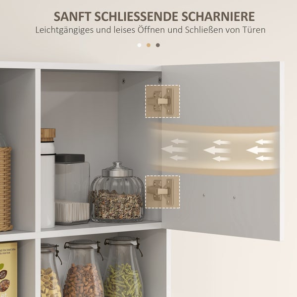 HOMCOM Küchenschrank, Hochschrank mit verstellbaren Regal, Schublade, Buffetschrank mit Soft-Close-Tür, Vitrinenschrank Aufbewahrungsschrank für Küche Esszimmer 80x35x180 cm Weiß