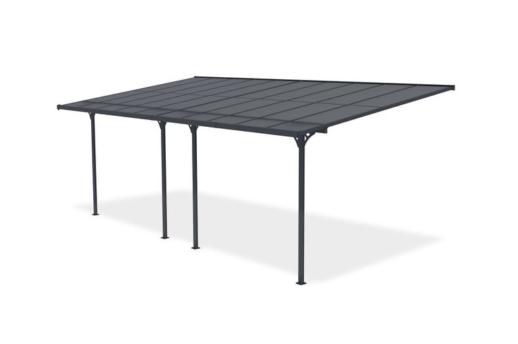 Angebaute Pergola/Carport 18m² KLEO 600L300 Aluminium Grau