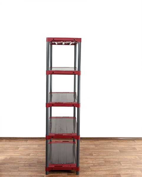 PROREGAL Kunststoffregal Big Grey Bear Tall HxBxT 180 x 120 x 46 cm Fachlast 160 kg Grau/Rot