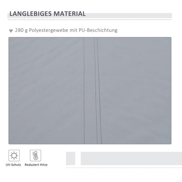 Outsunny manuelle Gelenkarmmarkise,  mit Handkurbel Balkonmarkise, 395 x 245 cm, Alu, Weiß+Grau