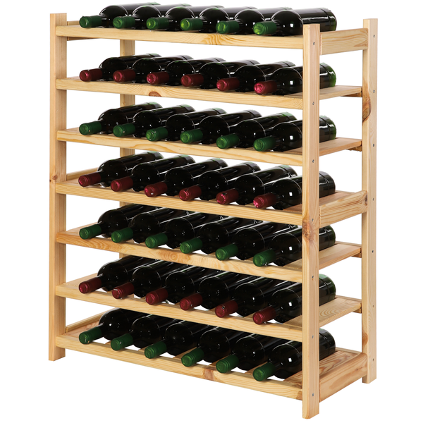 PROREGAL Weinregal SPREEWALD HxBxT 86x70x33cm 42 Flaschen auf 7 Ebenen Massives Kiefernholz Natur
