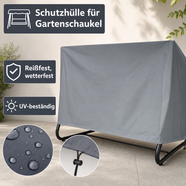 Schutzhülle für Gartenschaukel, reißfest, wetterfest und ultraviolett beständig mit Kordelzug.
