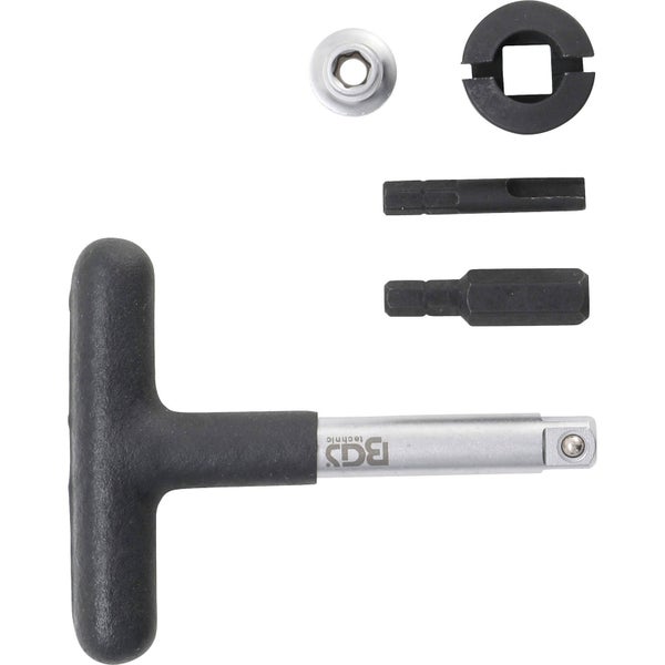 BGS Universal-Öldienst-Schlüssel-Satz für Kunststoff-Ölablassschrauben Antrieb Außensechskant 6,3 mm (1/4) / Abtrieb Außenvierkant 10 mm (3/8) 5tlg. - 9843