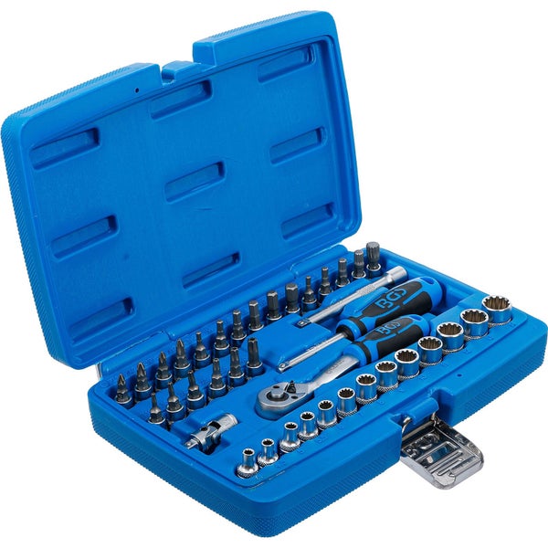 BGS Steckschlüssel-Satz Gear Lock Antrieb 6,3 mm (1/4) 39tlg. - 2151