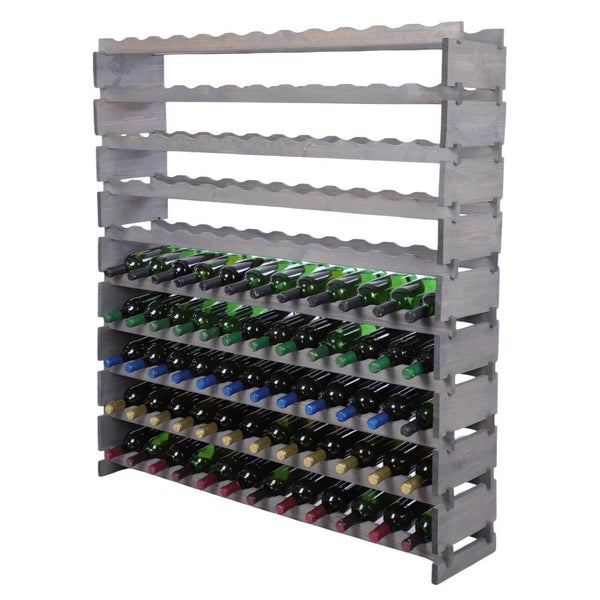 Weinregal VINOTECA FLEX PRO HxBxT 135x123x28cm 120 Flaschen auf 10 Ebenen Massives Kiefernholz Grau