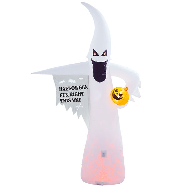 Outsunny 8ft Halloween Dekoration aufblasbar Ghosts Halloween Geist aufblasbar Dekor für den Innen und Außenbereich mit LED-Lichtern 140 x 46 x 240 cm Weiß