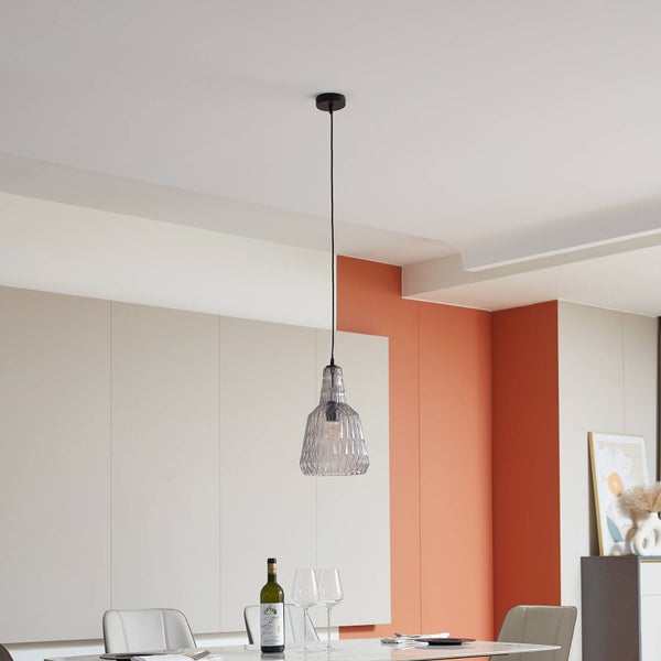 Lindby Pendelleuchte Belarion (Retro, Vintage Antik) in Alu aus Glas (1 flammig E27) - Hängelampe Esstischlampe Hängeleuchte Wohnzimmerleuchte