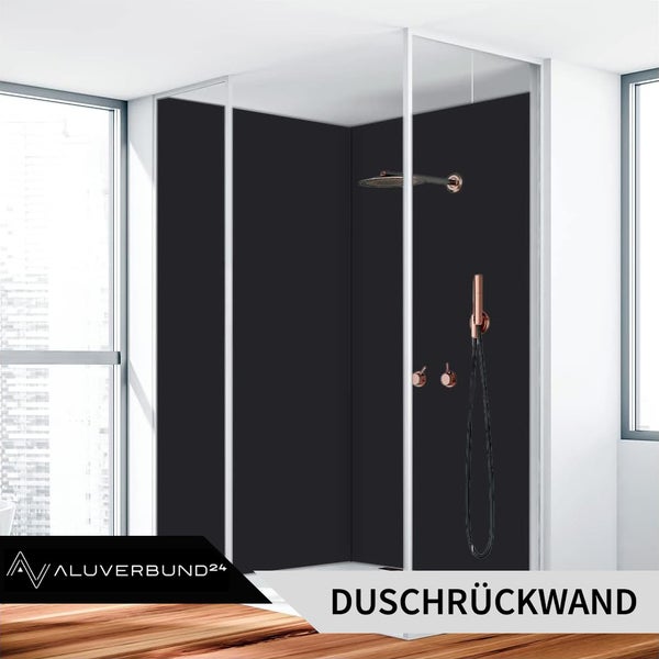 Duschkabine mit schwarzer Duschwand