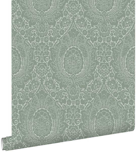 ESTAhome Tapete Ornamente Graugrün - 50 x 900 cm - 139633