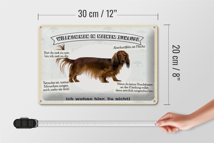 Blechschild Spruch 30x20cm Tiere Hund ich wohne hier du nicht