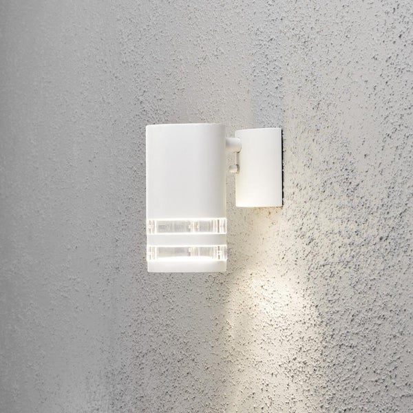 Moderne Wandleuchte Modena aus Aluminium in weiß und Acrylglas in klar, mit zwei Dekoringen, GU10 Fassung, IP44