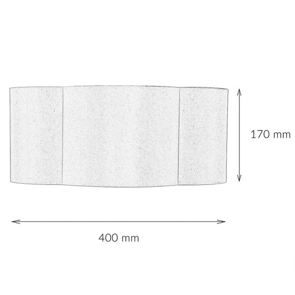 Technische Zeichnung eines Lampenschirms mit den Maßen 400 Millimeter Breite und 170 Millimeter Höhe.