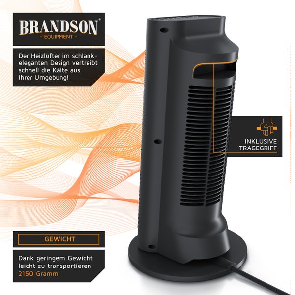 Brandson Heizlüfter 2000W, Keramik Heizlüfter mit Timer & Fernbedienung, 80° Oszillation, Überhitzungsschutz, Automatische Abschaltung, Umkippschutz