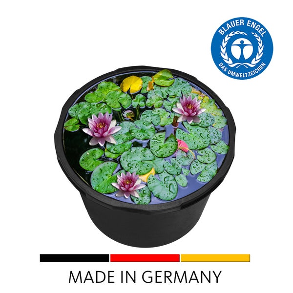 BigDean Mörtelkübel 65 Liter Rund Miniteich Baueimer Mörtelkasten - Ø 57 cm x 35 cm - Speiswanne Zementwanne Mörtelwanne - Made in Germany - Blauer Engel