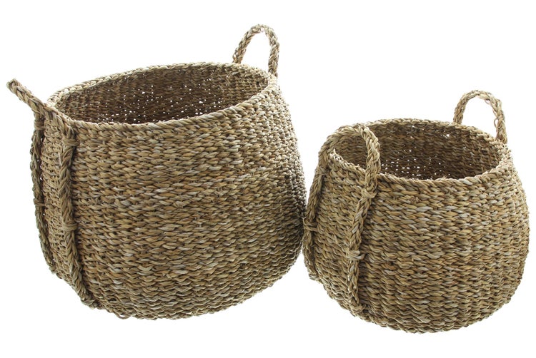 FRANK FLECHTWAREN | Füllkorb Seegras, 2er Set, SEEGRAS, ca. Ø 31 x 25 cm, Ø 45 x 30 cm