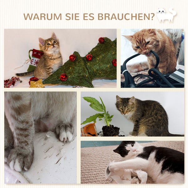 PawHut Katzen Kletterwand, 4-teilig, Katzenkletterwand, inkl. 1 x Sprungturm, 3 x Kratzbäume, Kletterwand Set, Kratzbaum mit Hängematte, Wandliege Katzen, Katzentreppe, Sisal, Grau+Beige
