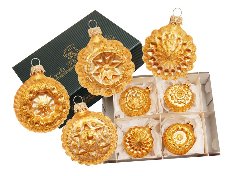 Glaskugelformen, 4er Set, gold 5cm, 4 Stck., Weihnachtsbaumkugeln, Christbaumschmuck, Weihnachtsbaumanhänger