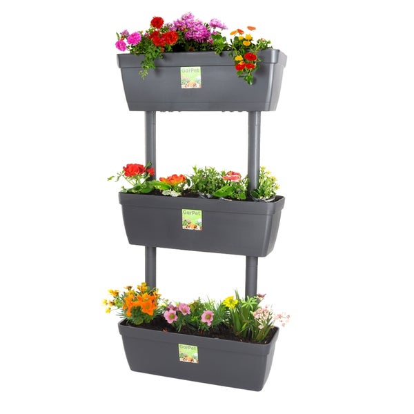 3er Set Pflanzkübel mit Sichtschutz Pflanzkübel 100cm hoch Raumteiler hoher Blumentopf Sichtschutz Pflanzgefäß Pflanztopf Balkon Terrasse