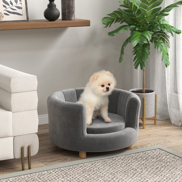 PawHut Hundesofa, 65B x 64T x 37H cm, Polyester, Schaumstoff, Grau