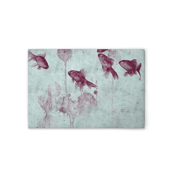 Dekorativer Teppich mit Goldfischmuster für den Innenbereich.