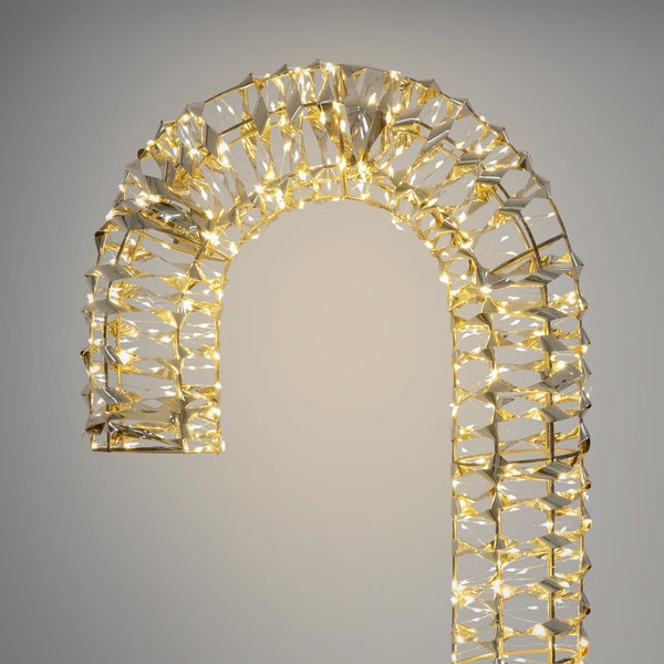 ECD Germany LED-Zuckerstange 75 cm in Gold mit LED-Beleuchtung, Metall Leuchtstab mit 400 warmweißen LEDs, Timer 6 Std, Weihnachtsbeleuchtung IP44 Wasserdicht Innen/Aussen, Candy Cane Weihnachtsdeko