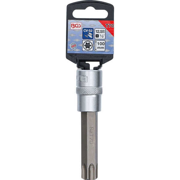BGS Bit-Einsatz Länge 100 mm Antrieb Innenvierkant 12,5 mm (1/2) T-Profil (für Torx) T70 - 4477