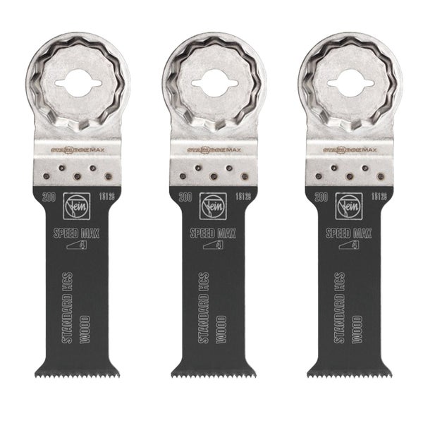 Drei Sägeblätter für Multifunktionswerkzeuge zum Schneiden von Holz