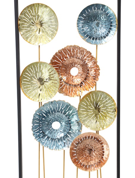 FRANK FLECHTWAREN | Bild Metallic-Blumen, METALL, 34,5 x 2,5 x 95 cm
