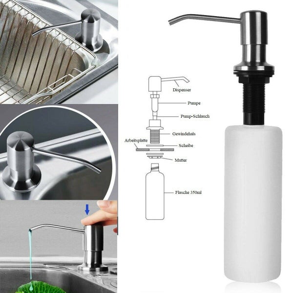 Einbau Seifenspender mit 350 Milliliter Flasche inklusive Montageanleitung für die Arbeitsplatte