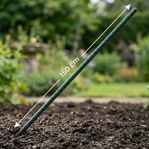 Pflanzstab aus Stahl mit Kunststoffummantelung, 150 Zentimeter lang, zur Pflanzenstützung im Garten.