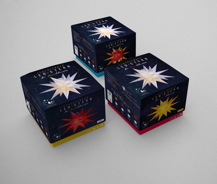 Sterntaler Dekostern | Weihnachtsstern Mini-Stern | Kunststoff | 18-Zacker | 12cm | Innen | LED | Batterie | mit Timer