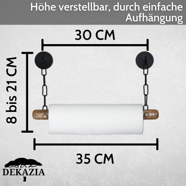 DEKAZIA® Küchenrollenhalter Holz | Küchenrollenhalter ohne Bohren Küchenrollenhalter Wand Küchenpapierhalter Halter Küchenrolle Papierrollenhalter Kuchenrollenhalterung Wandrollenhalter Buche schwarz