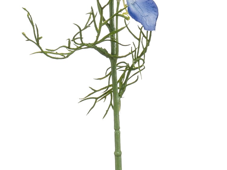 Künstlicher Rittersporn mit blauen Blüten und grünem Stiel für die Dekoration.