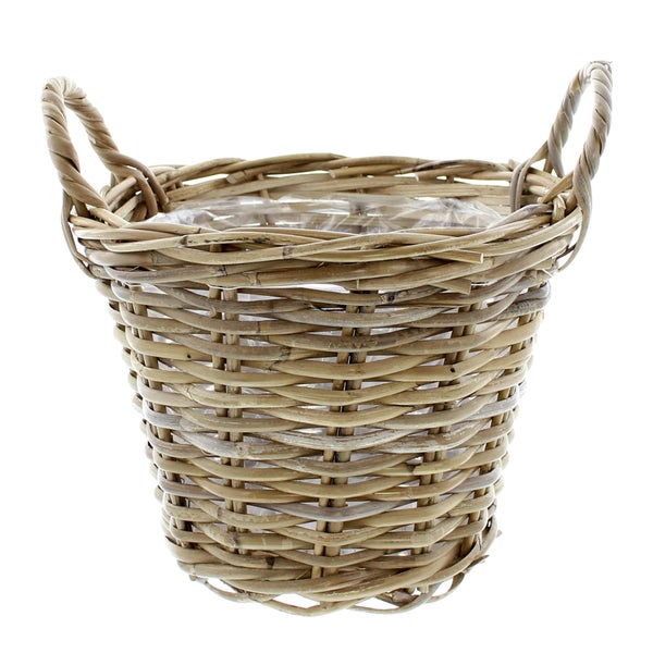 FRANK FLECHTWAREN | Pflanzkorb Rattan, klein, RATTAN, ca. Ø 30 x 23 cm