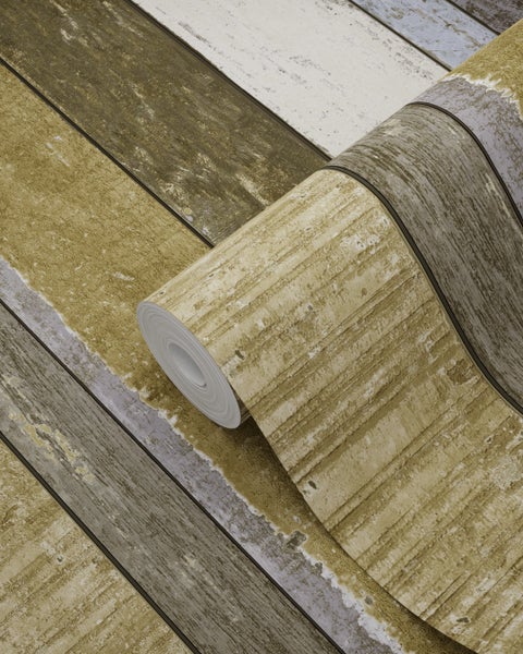 Tapetenrolle mit Holzplankenoptik