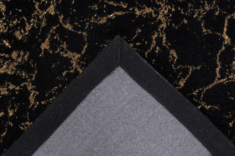 Kurzflor Teppich Majestique Schwarz / Gold Modern 80 x 150 cm