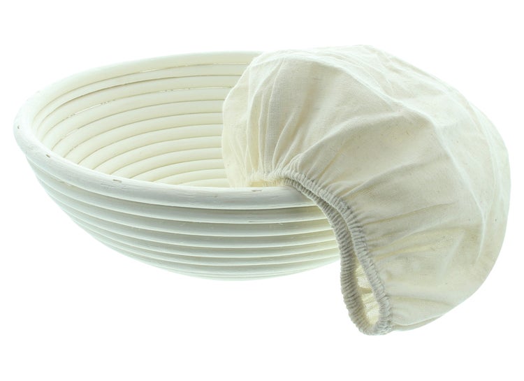 FRANK FLECHTWAREN|Gärkorb Rund mit Bezug, Ø 25 x 8 cm, RATTAN