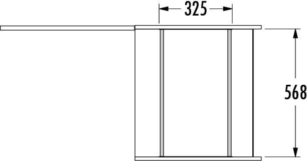 Maßzeichnung mit einer Breite von 325 Millimetern und einer Höhe von 568 Millimetern.