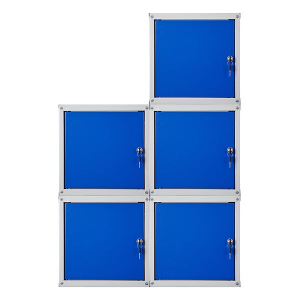 PROREGAL Mega Deal 5x Schließfachwürfel Cubic HxBxT 35 x 35 x 35 cm Grau-Blau