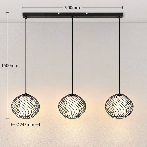 Lindby Pendelleuchte Cedrice (Retro, Vintage Antik) in Schwarz aus Metall (3 flammig E27) - Deckenlampe Esstischlampe Hängelampe Hängeleuchte Wohnzimmerleuchte