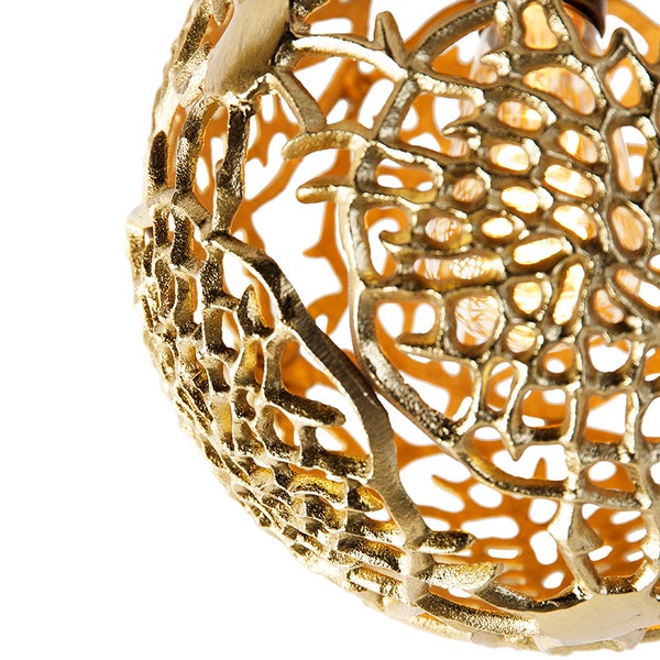 Dekorative, goldfarbene Hängeleuchte mit offenem Design